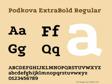 Podkova ExtraBold Regular Version 2.100 Font Sample