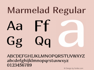 Marmelad Regular Version 1.100 Font Sample
