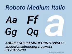 Roboto Medium Italic Version 2.137; 2017图片样张