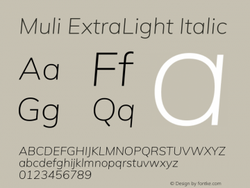 Muli ExtraLight Italic Version 2.001图片样张
