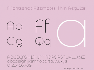 Montserrat Alternates Thin Regular Version 6.001图片样张