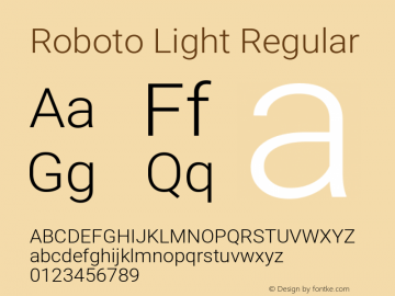 Roboto Light Regular Version 2.137; 2017图片样张