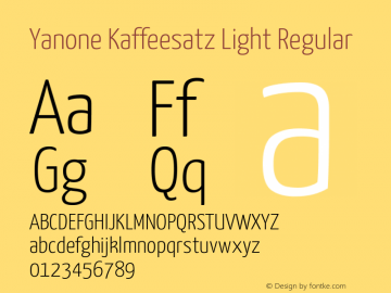 Yanone Kaffeesatz Light Regular Version 2.000 Font Sample
