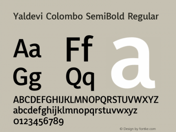 Yaldevi Colombo SemiBold Regular Version 1.020 ; ttfautohint (v1.6) Font Sample