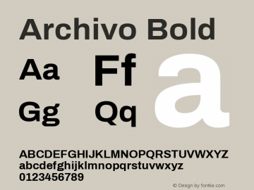 Archivo Bold Version 1.001 Font Sample