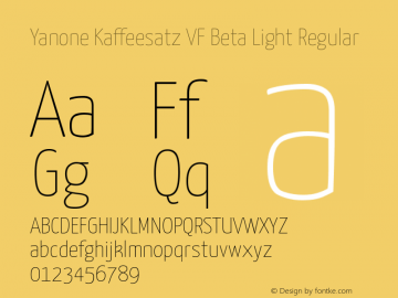 Yanone Kaffeesatz VF Beta Light Regular Version 2.000图片样张