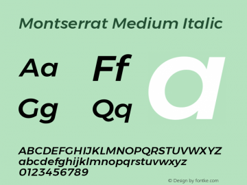 Montserrat Medium Italic Version 6.001图片样张