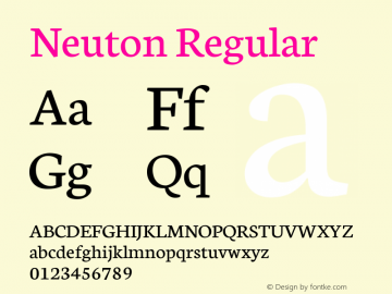 Neuton Regular Version 1.560 Font Sample