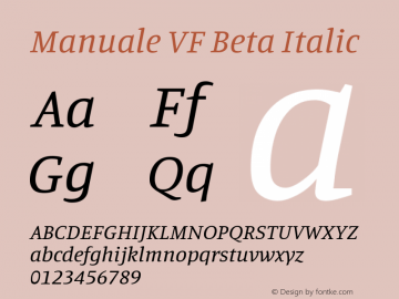 Manuale VF Beta Italic Version 0.075 Font Sample