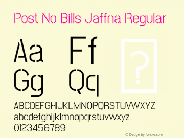 Post No Bills Jaffna Regular Version 1.220 ; ttfautohint (v1.6)图片样张