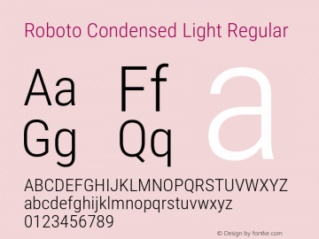 Roboto Condensed Light Regular Version 2.137; 2017图片样张
