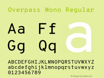 Overpass Mono Regular Version 1.000;DELV;Overpass; ttfautohint (v1.5) Font Sample