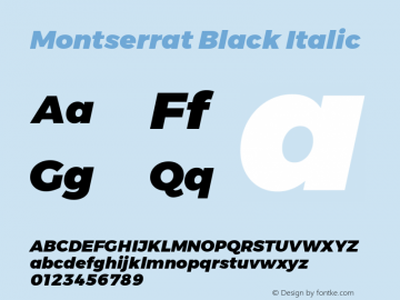 Montserrat Black Italic Version 6.001图片样张