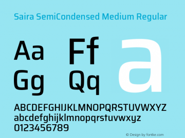 Saira SemiCondensed Medium Regular Version 0.072 Font Sample