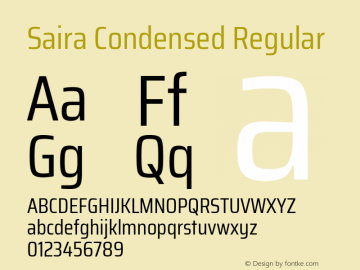 Saira Condensed Regular Version 0.072 Font Sample