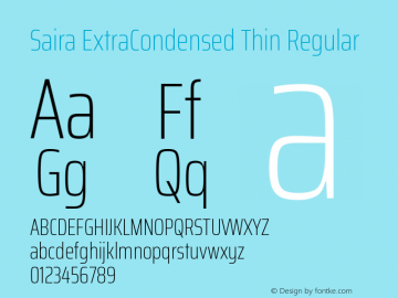 Saira ExtraCondensed Thin Regular Version 0.072图片样张