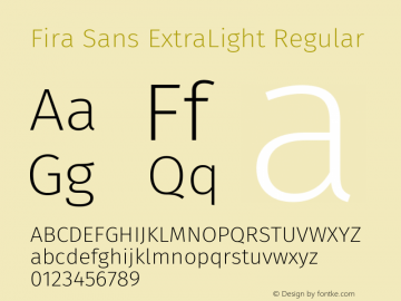 Fira Sans ExtraLight Regular Version 4.203 Font Sample