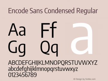 Encode Sans Condensed Regular Version 2.000 Font Sample