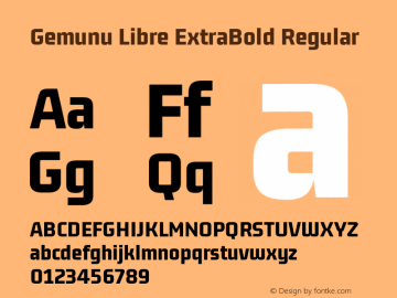 Gemunu Libre ExtraBold Regular Version 1.001 ; ttfautohint (v1.6)图片样张