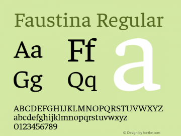 Faustina Regular Version 1.006; ttfautohint (v1.5) Font Sample