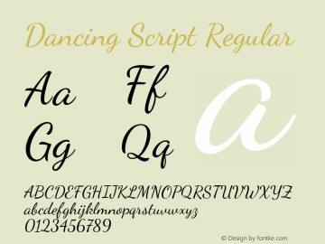 Dancing Script Regular Version 2.000 Font Sample