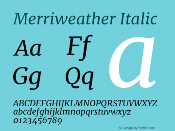 Merriweather Italic Version 2.001 Font Sample