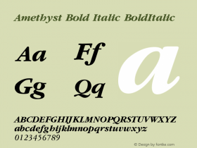 Amethyst Bold Italic BoldItalic Version 0.0 Font Sample