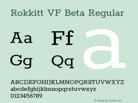 Rokkitt VF Beta Regular Version 3.002 Font Sample