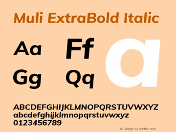 Muli ExtraBold Italic Version 2.001图片样张