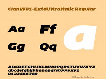 ClanW01-ExtdUltraItalic Regular Version 7.504图片样张