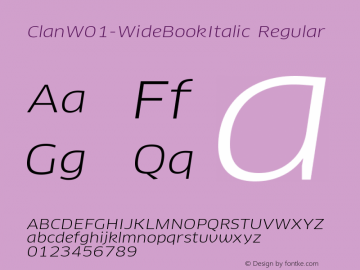 ClanW01-WideBookItalic Regular Version 7.504 Font Sample