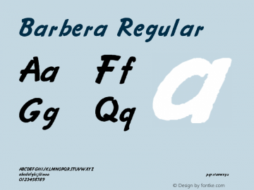 Barbera Regular Unknown Font Sample