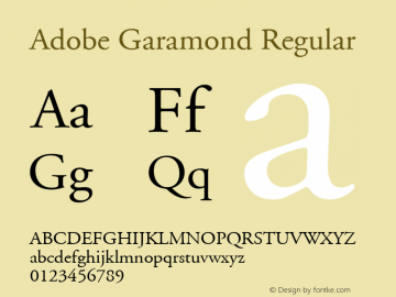 Adobe Garamond Regular Version 001.002 Font Sample