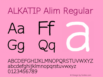 ALKATIP Alim Regular Version 3.015 July 1, 2015 Font Sample