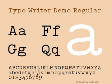 Typo Writer Demo Regular Version 1.00 April 5, 2017, initial release图片样张