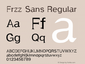 Frzz Sans Regular Macromedia Fontographer 4.1 23-04-97 Font Sample