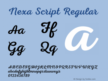 Nexa Script Regular Version 1.000;PS 001.000;hotconv 1.0.70;makeotf.lib2.5.58329 Font Sample