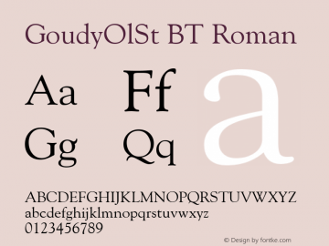 GoudyOlSt BT Roman Version 1.01 emb4-OT Font Sample