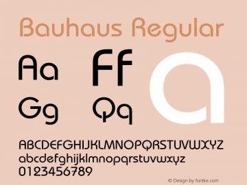 Bauhaus Regular Version 4.20 March 12, 2010图片样张
