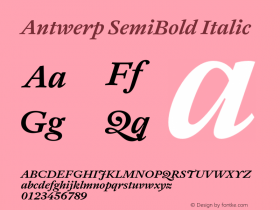 Antwerp SemiBold Italic Version 1.000 Font Sample