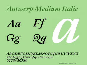 Antwerp Medium Italic Version 1.000 Font Sample