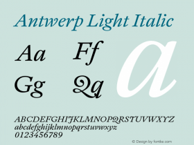 Antwerp Light Italic Version 1.000 Font Sample