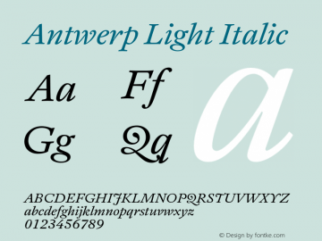 Antwerp Light Italic Version 1.000图片样张