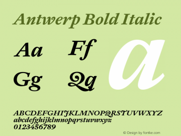 Antwerp Bold Italic Version 1.000图片样张