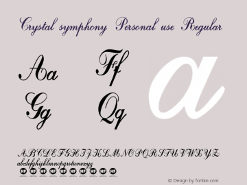 Crystal symphony Personal use Regular Version 1.000 Font Sample