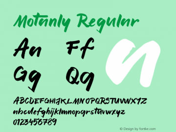 Motanly Regular Version 1.002;Fontself Maker 1.1.0 Font Sample