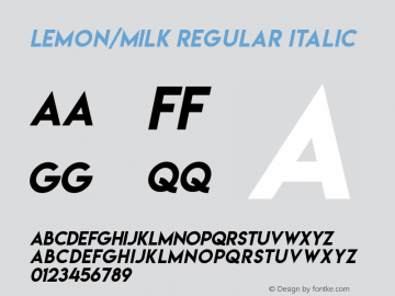 Lemon/Milk Regular italic Version 3.0 Font Sample