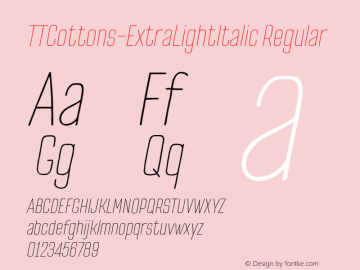 TTCottons-ExtraLightItalic Regular Version 1.000;com.myfonts.easy.type-type.tt-cottons.extra-light-italic.wfkit2.version.4y1F图片样张