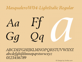 MasqualeroW04-LightItalic Regular Version 1.00图片样张