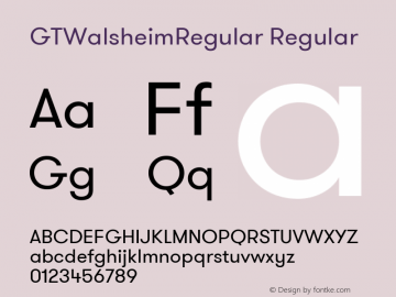 GTWalsheimRegular Regular Version 1.001 Font Sample